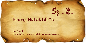 Szorg Malakiás névjegykártya